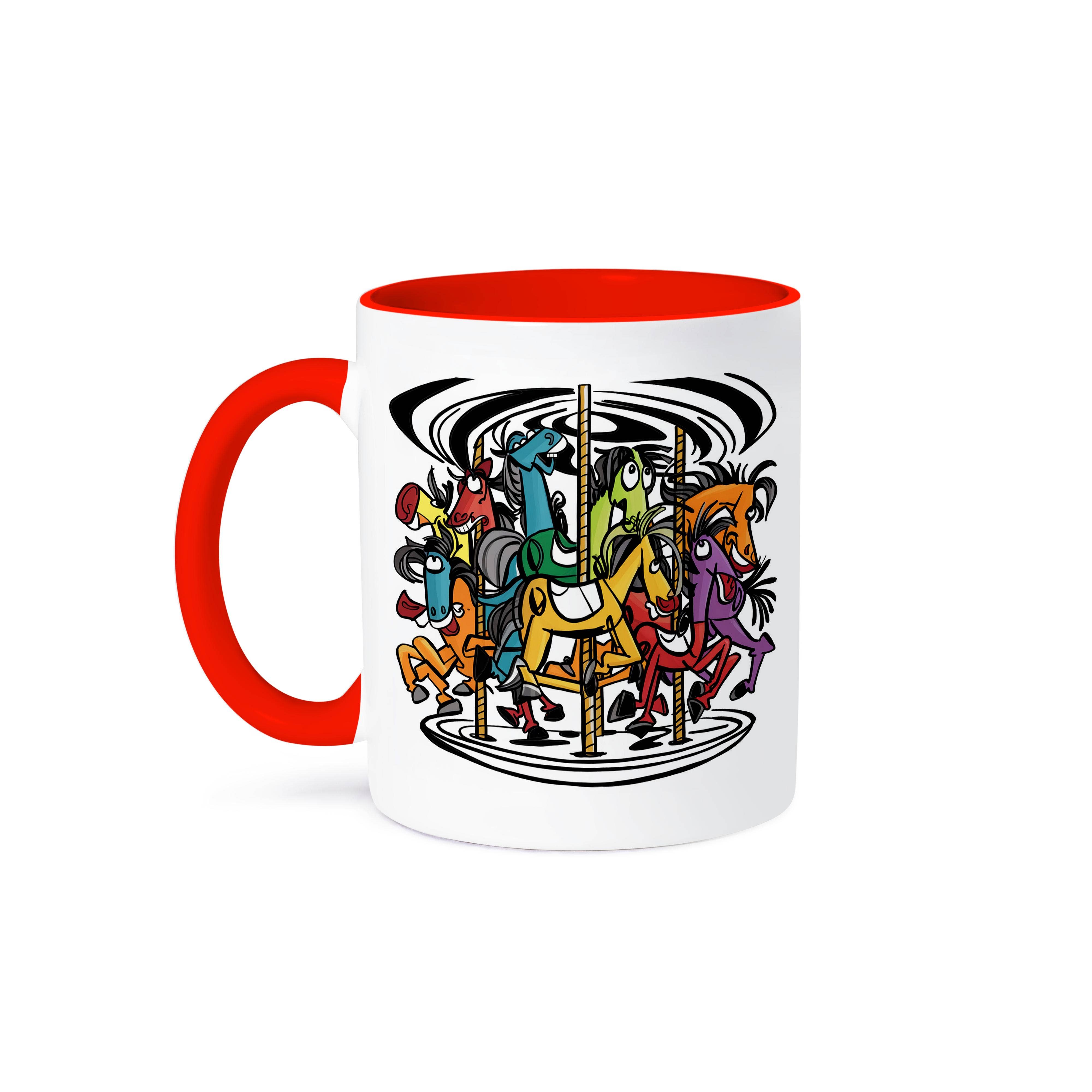 3dRose - Wholesale Koffiemok - 3dRose, Coole Grappige Kleurrijke Carrousel Draaimolen Paarden Abstracte Kunst, Mok0
