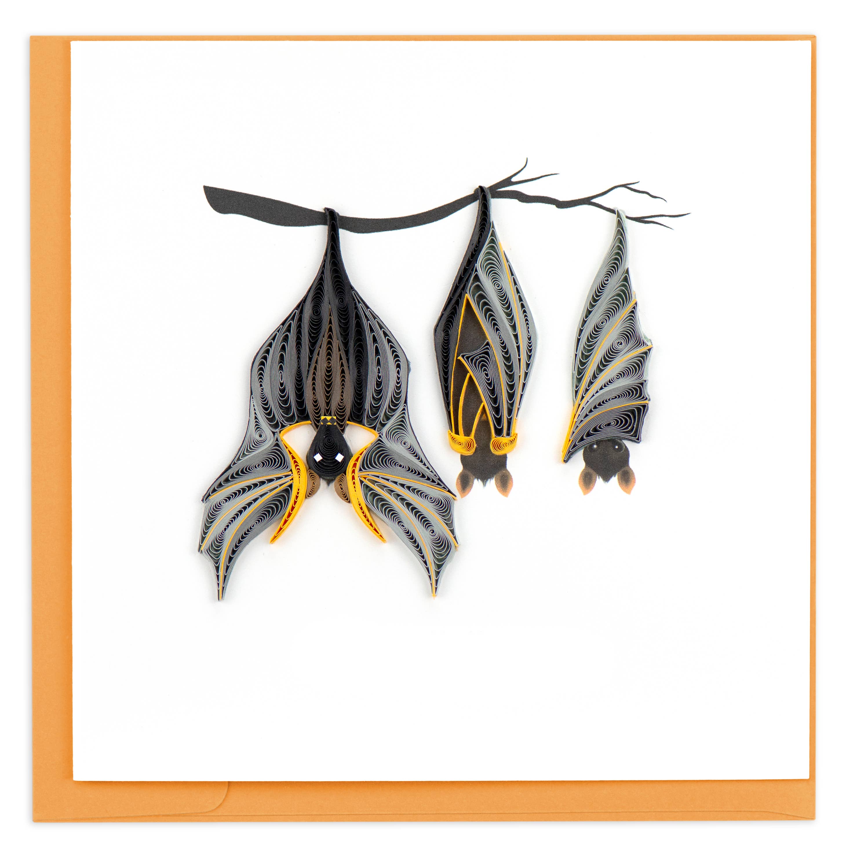 Quilling Card - Vente Cartes d'Halloween - Carte d'Halloween Quilled Bats