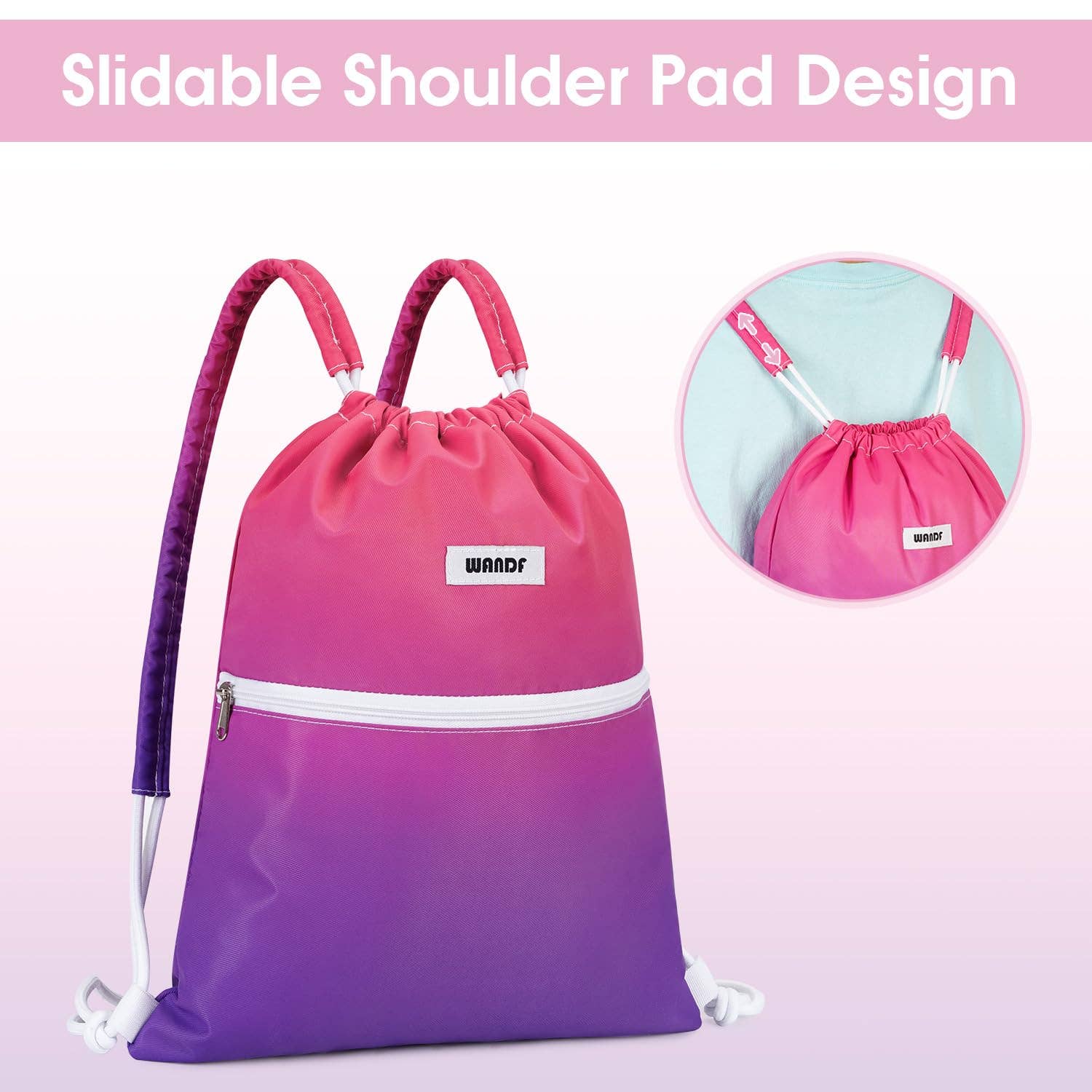 wandf - Wholesale Tas met trekkoord - Uniseks - Sportieve rugzak met trekkoord en dubbele schouderpads43