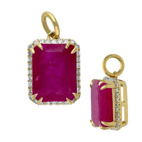 Anhänger mit Diamant und Rubin, 10 x 8 mm für den Großhandel von Jewels of Mewar