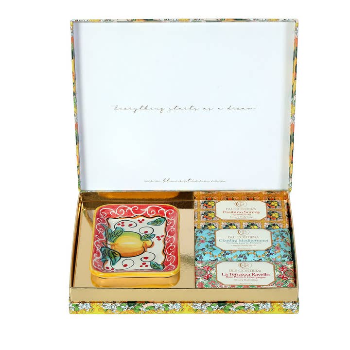 Orange presentförpackning 3 tvålar för wholesale av Blu Costiera