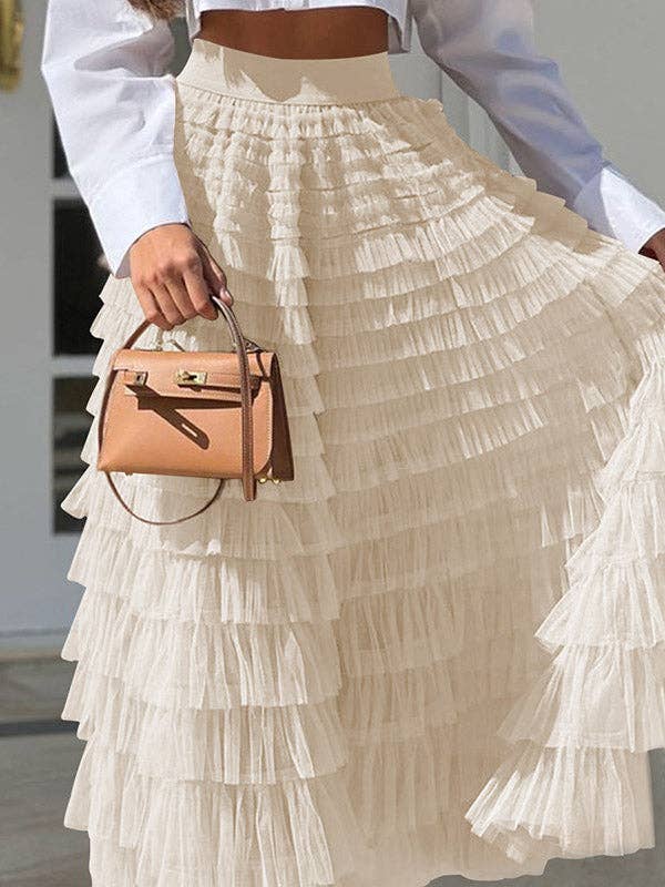 UZ Wholesale Store - Vendita all'ingrosso Gonna - Donna - Gonne a ruota con vita alta in tulle tinta unita16