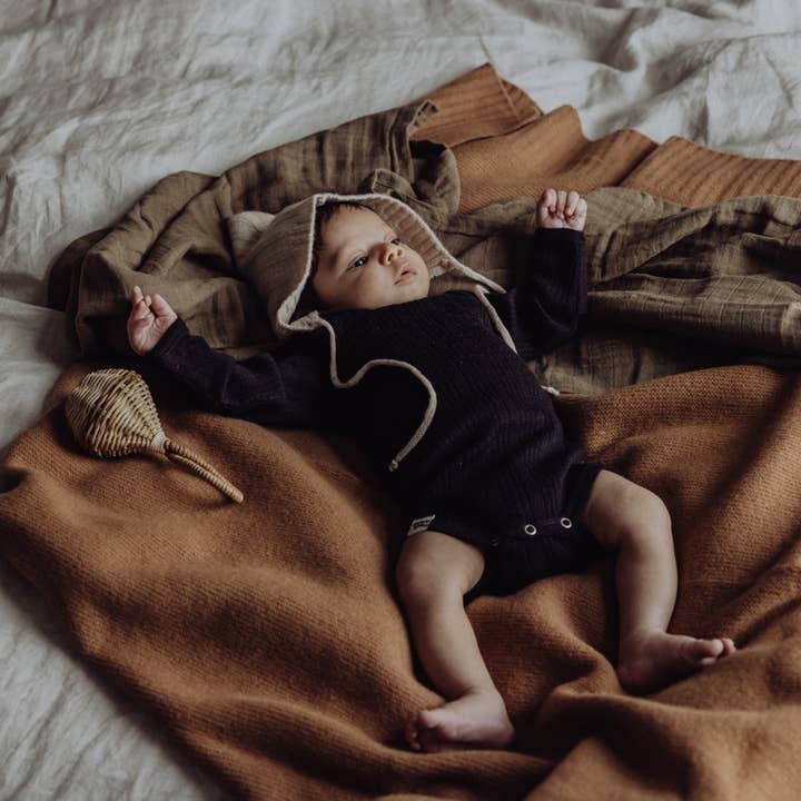 Finch & Fable - Wholesale Bedding Blanket - Kids & Baby - Wool Knitted Blanket - Fawn2