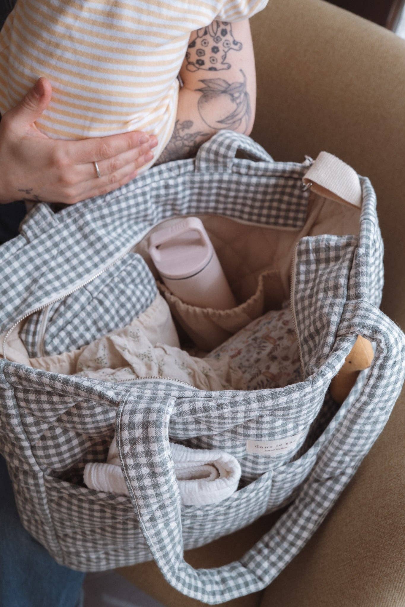 Dans le sac - Wholesale Diaper Bag - Baby - Organic cotton diaper bag - Gingham collection15