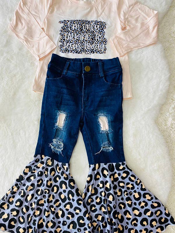 luluclothes - Wholesale Top & Pant Set - Kids - DLH2692/Western top & leopard bell bottom jeans girls sets