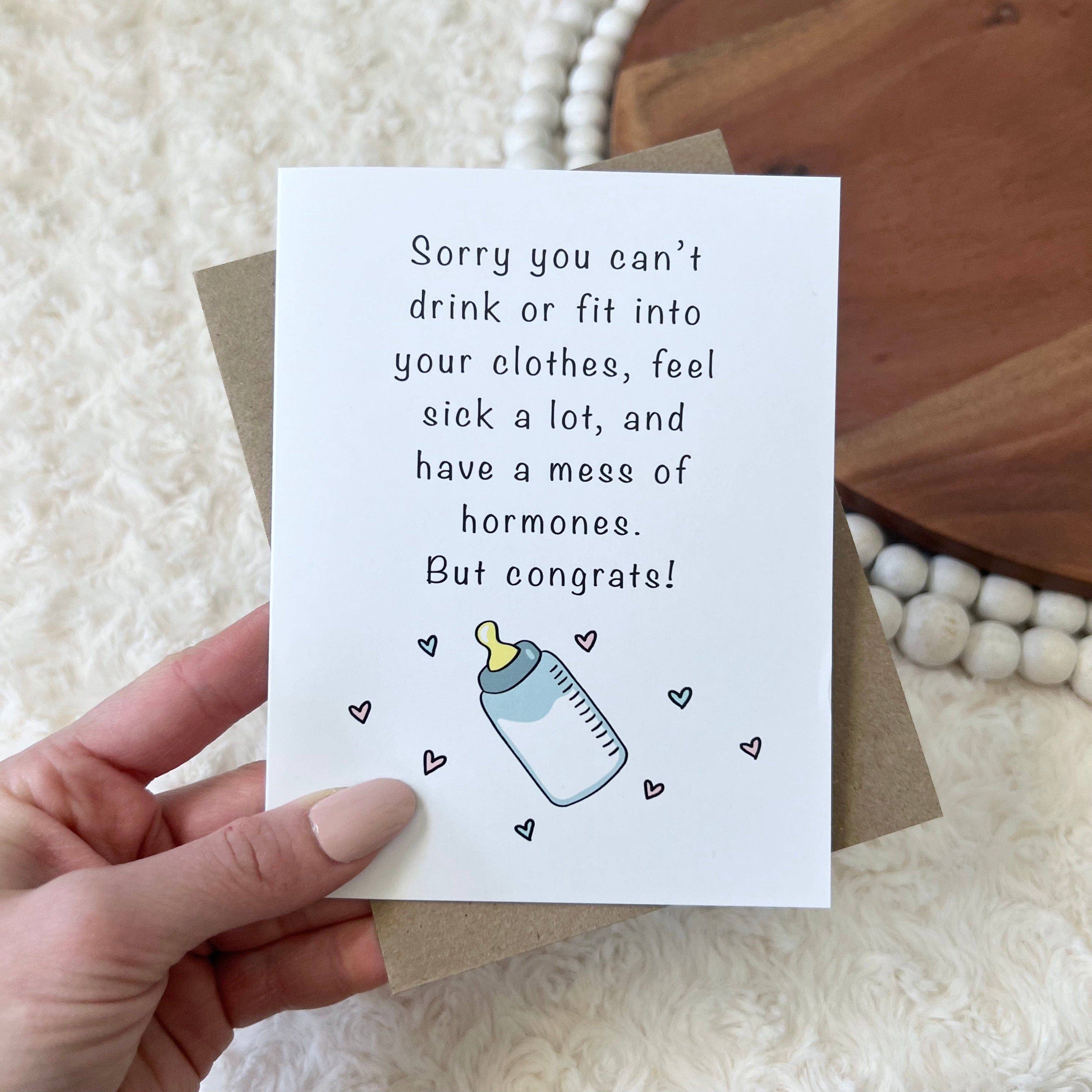 Big Moods - Wholesale Baby Card - "Sorry You Can't Drink Or Fit Into Your Clothes" Baby Card