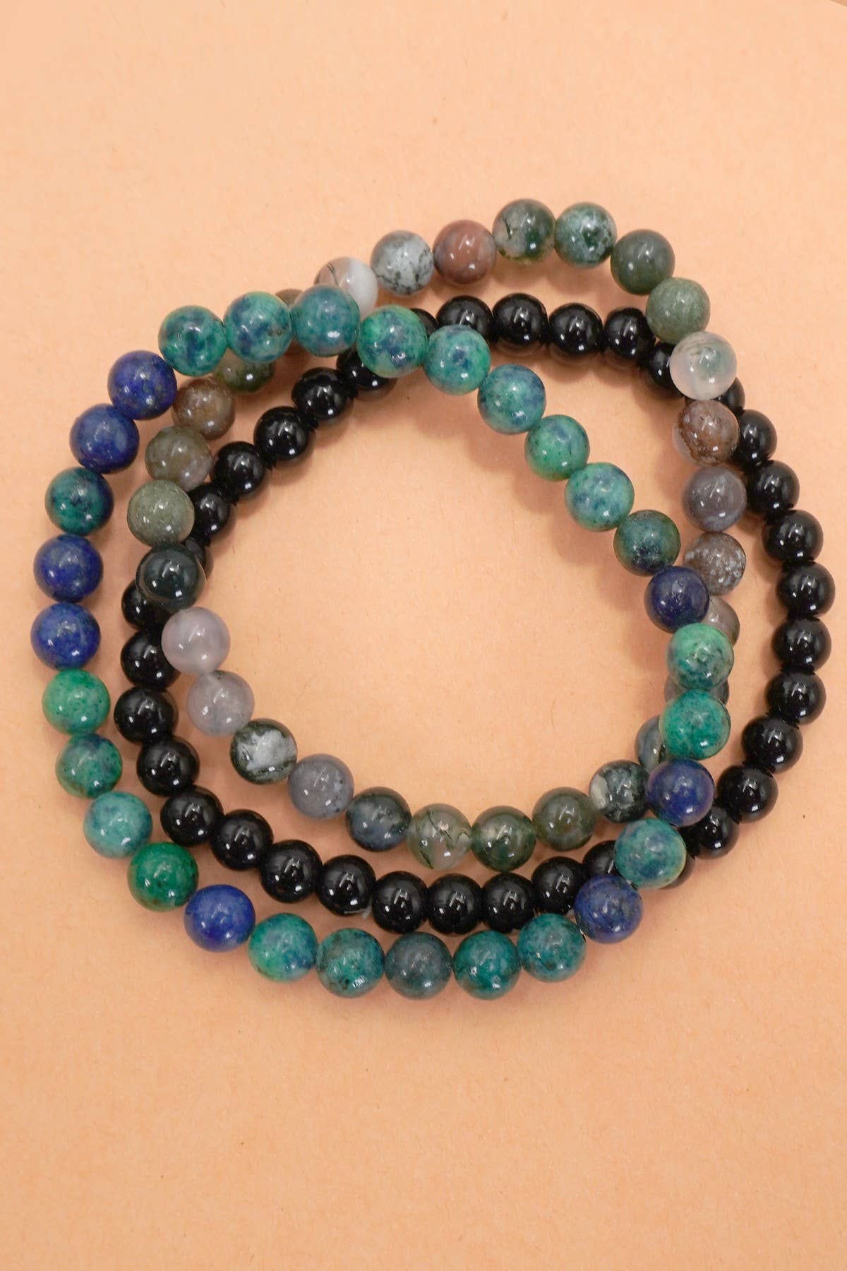 JOSSLYN by wall to wall - Wholesale Beaded Bracelet - NATURAL STONE SEMI PRECIOUS STONE BEAD BRACELET | 40B51330