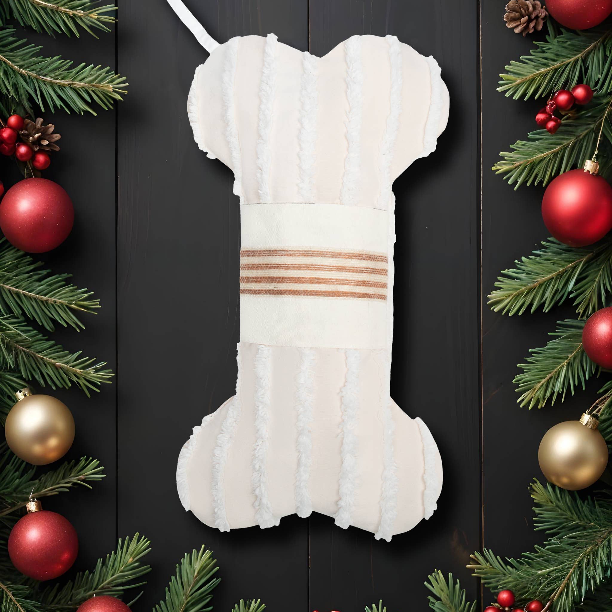 GEXWORLDWIDE – wholesale Holiday Stocking – 2025 New Canvas Dog Bone Shape Christmas Stocking2