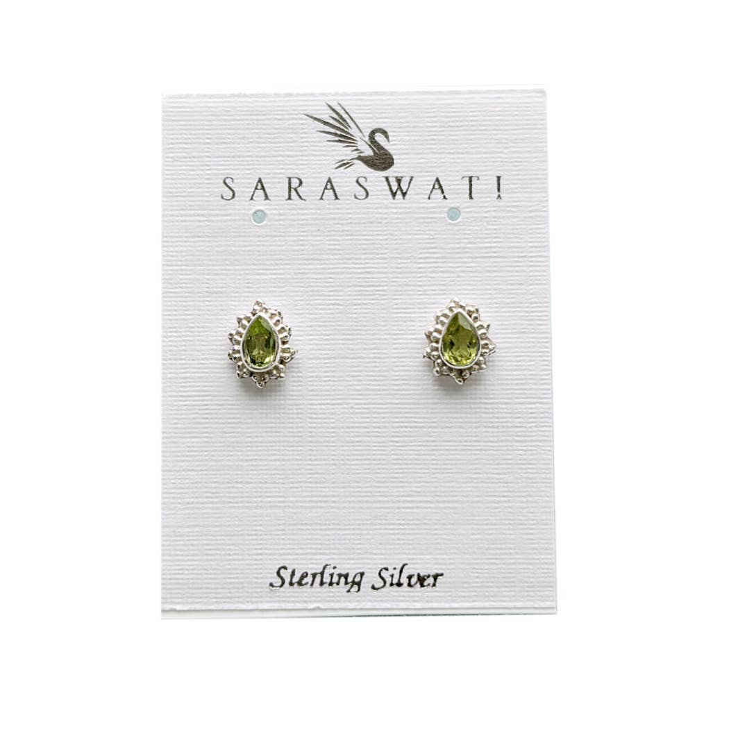 Saraswati Imports - Wholesale Stud/Post Earrings - Mini Cher Peridot Post Earrings Sterling