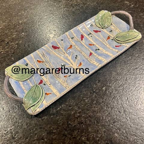 Sweet Rolling Pins - Wholesale Rolling pin - Embossed Cardinals On Birch Rolling Pin -Horizontal Dsg5