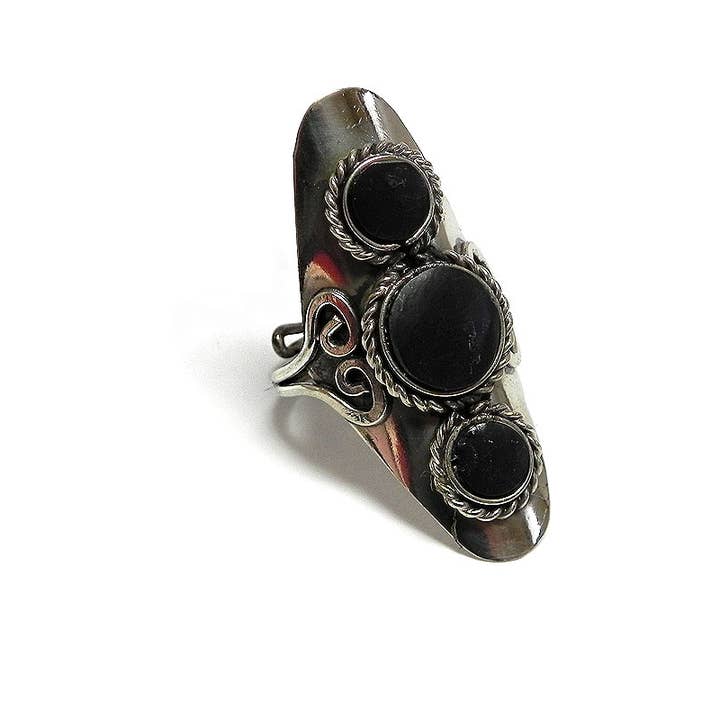 Pichincha - Wholesale Cocktail/Statement Ring - Triple Stone Adjustable Metal Ring2