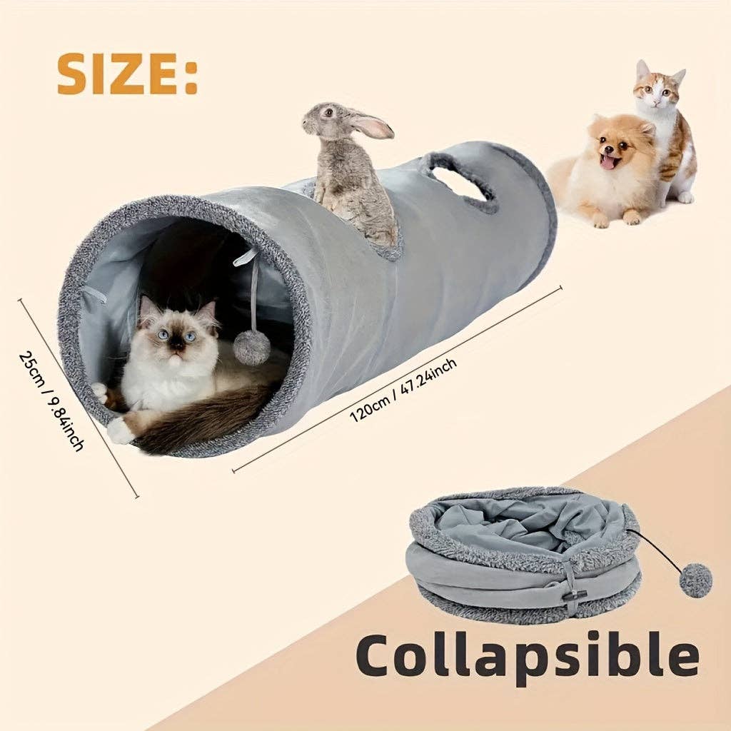 M-Gris 25*120CM [Tunnel interactif pour chat] Tunnel pliable double face pour chat - Tente durable pour chat d'intérieur pour s'amuser à cache-cache, tube de jeu pour divertissement animal. en vente sur Faire1