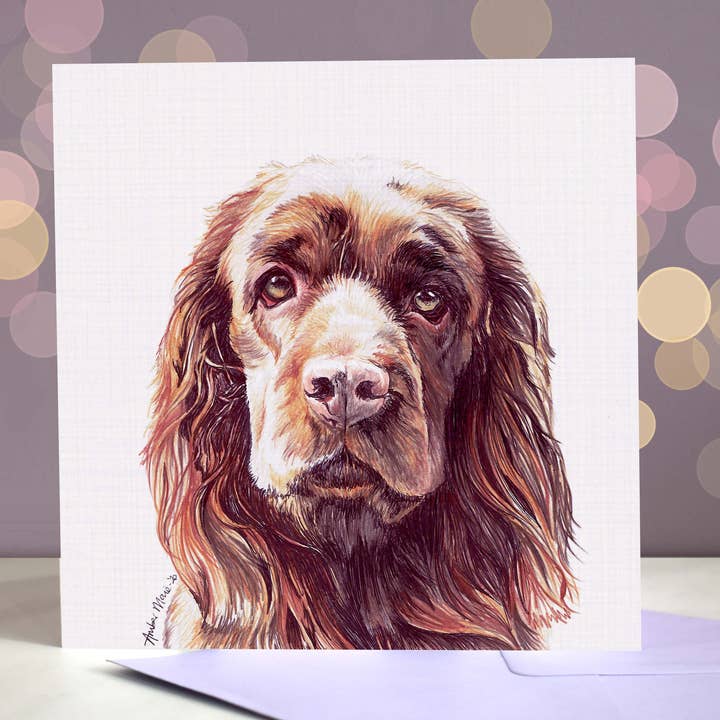 Sussex Spaniel Most Pupular Greetings Card for wholesale by Amber Marie Studio