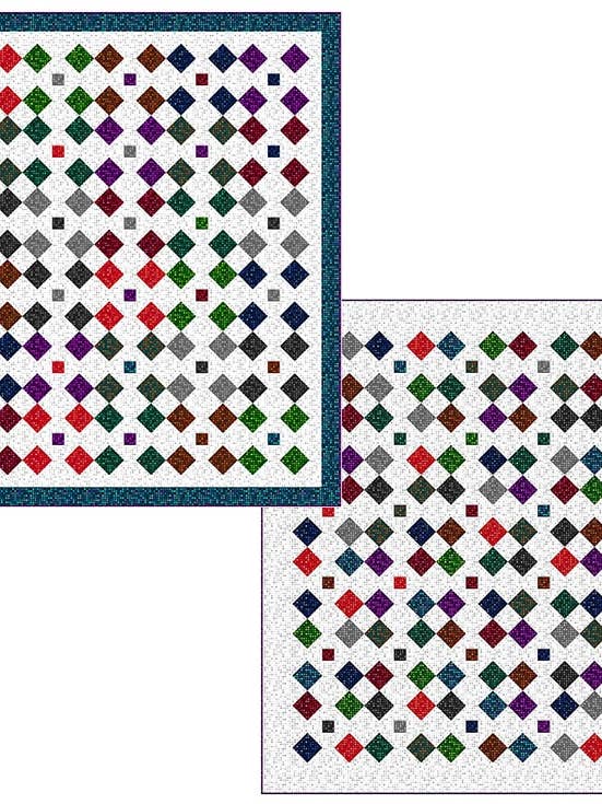 Four of Diamonds Quilt Pattern for 10" squares (two sizes) for wholesale by PhoebeMoon Designs