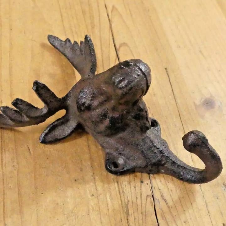 Midwest Craft House - Wholesale Wall Hook - Cast Iron Rustic Elk/ Deer/moose Head Hook