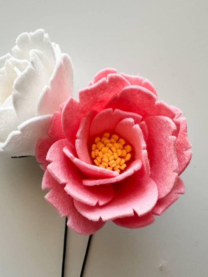 Felt Flower Peony Single Stem for wholesale by Resa Curbo Creative