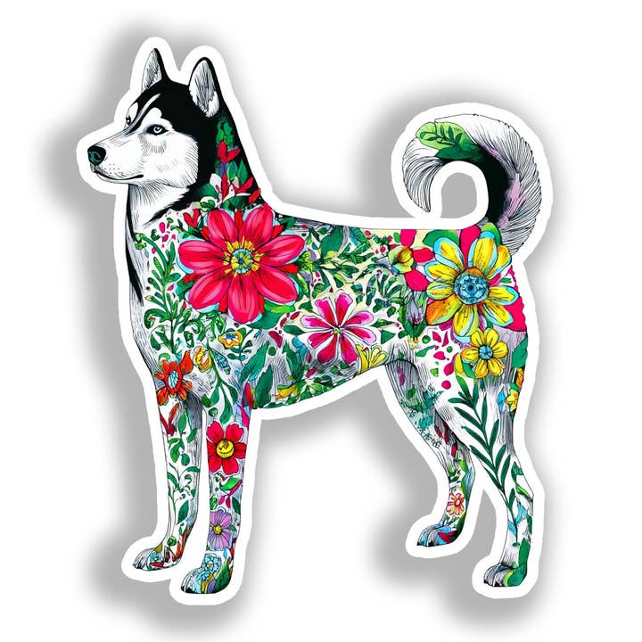 Autocollant Décalcomanie Chien Husky Sibérien # A019159 pour la vente par Yoonek Graphics