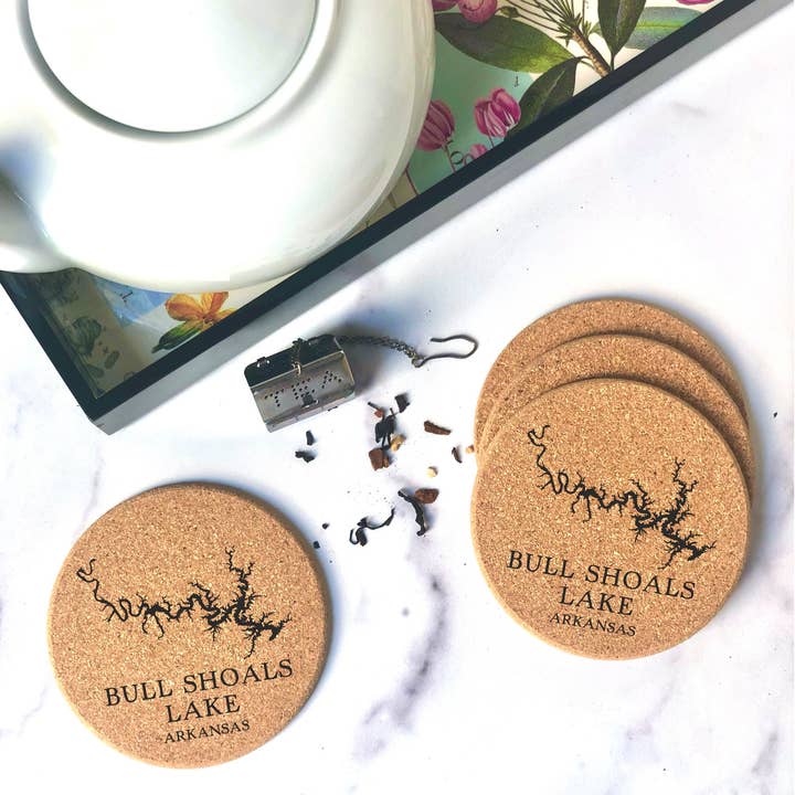 The Lillie Pad - Wholesale Coasters - Custom Lake Map Cork Coasters - Lake Decor and Gifts3