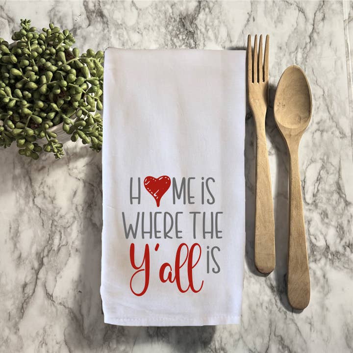 'Home Where Y'all Is' Handmade Tea Towel by BellaBlue for wholesale by by BellaBlue