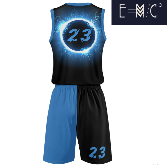 E=M/C2 - Vendita all'ingrosso Maglia di squadra sportiva - Uomo - Nuova divisa sportiva da basket blu Black Hole E=M/C2 per adulti3