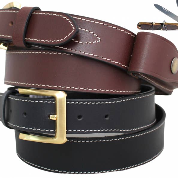 hide & chic - Wholesale Belt - Unisex - Stockman’s Knife Belt Genuine Leather with Knife pouch. BLK or BRN. 41014