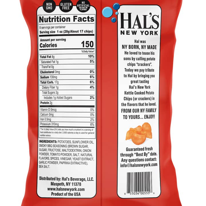 Hal's New York - Wholesale Chips - Hal's New York Potato Chips 8oz BBQ (X-GROTE ZAK)1