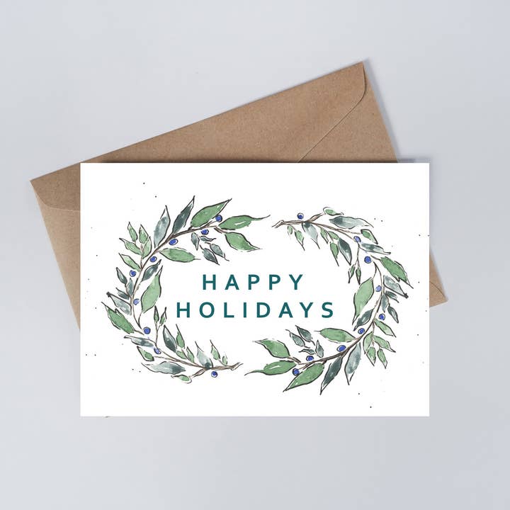 Happy Holiday Greeting Card for wholesale by Meza Studios LLC