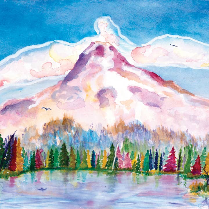 Mount Hood at Trillium Lake Art Print for wholesale by Erin LaCerra Art