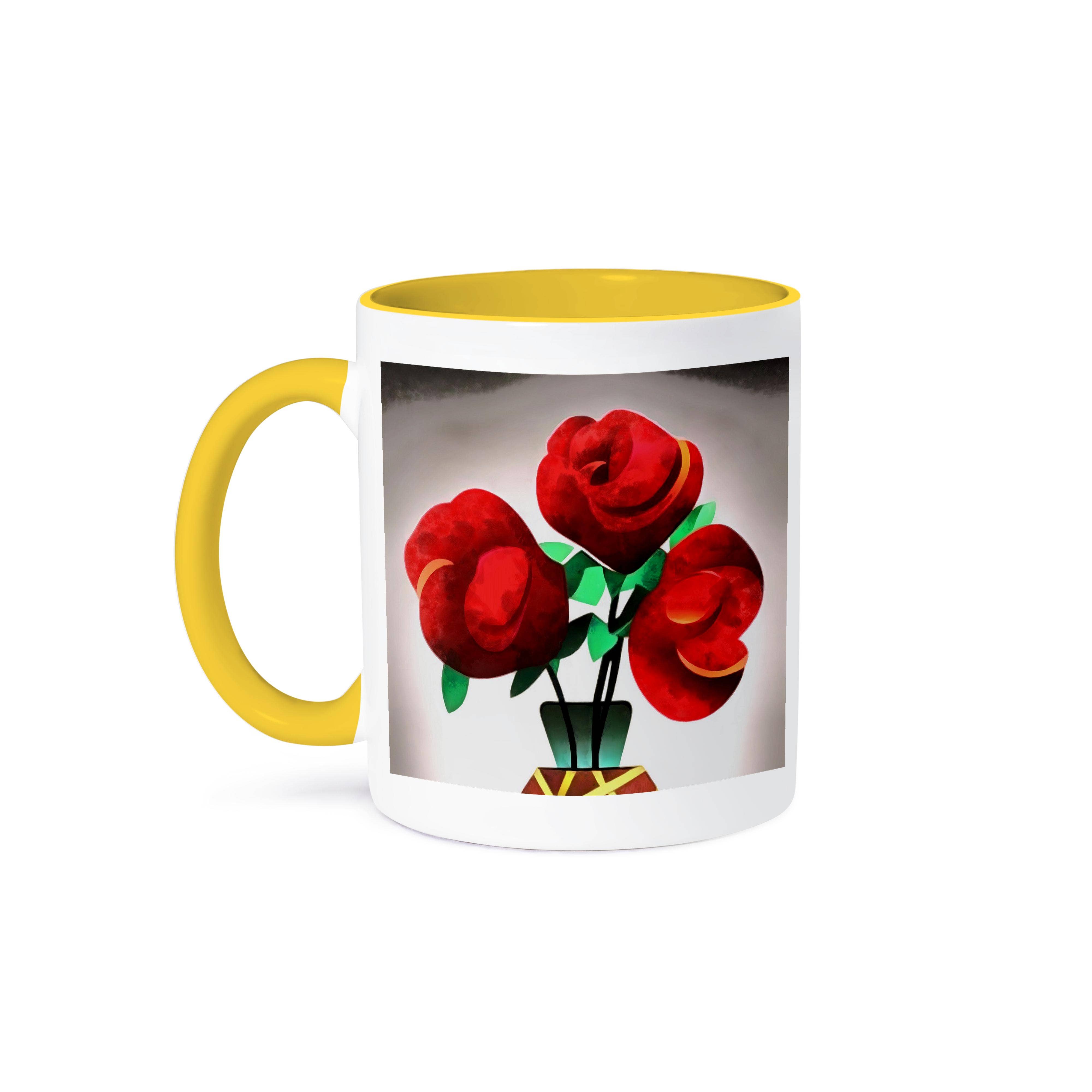 3dRose - Vendita all'ingrosso Tazza - 3dRose, Arte Deco Rose Rosse In Vaso Arte Astratta, Tazza0