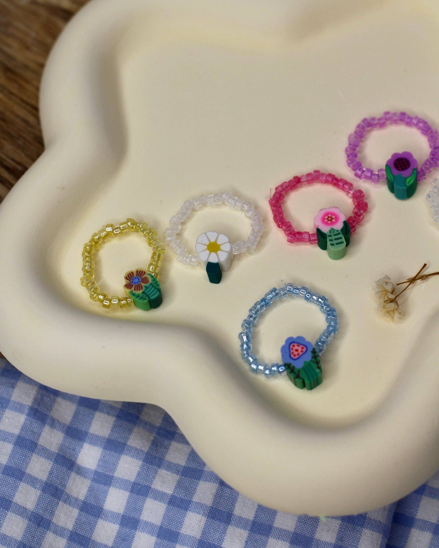 Meet me at the corner - Wholesale Band/Stacked Ring - Flower beaded ring10