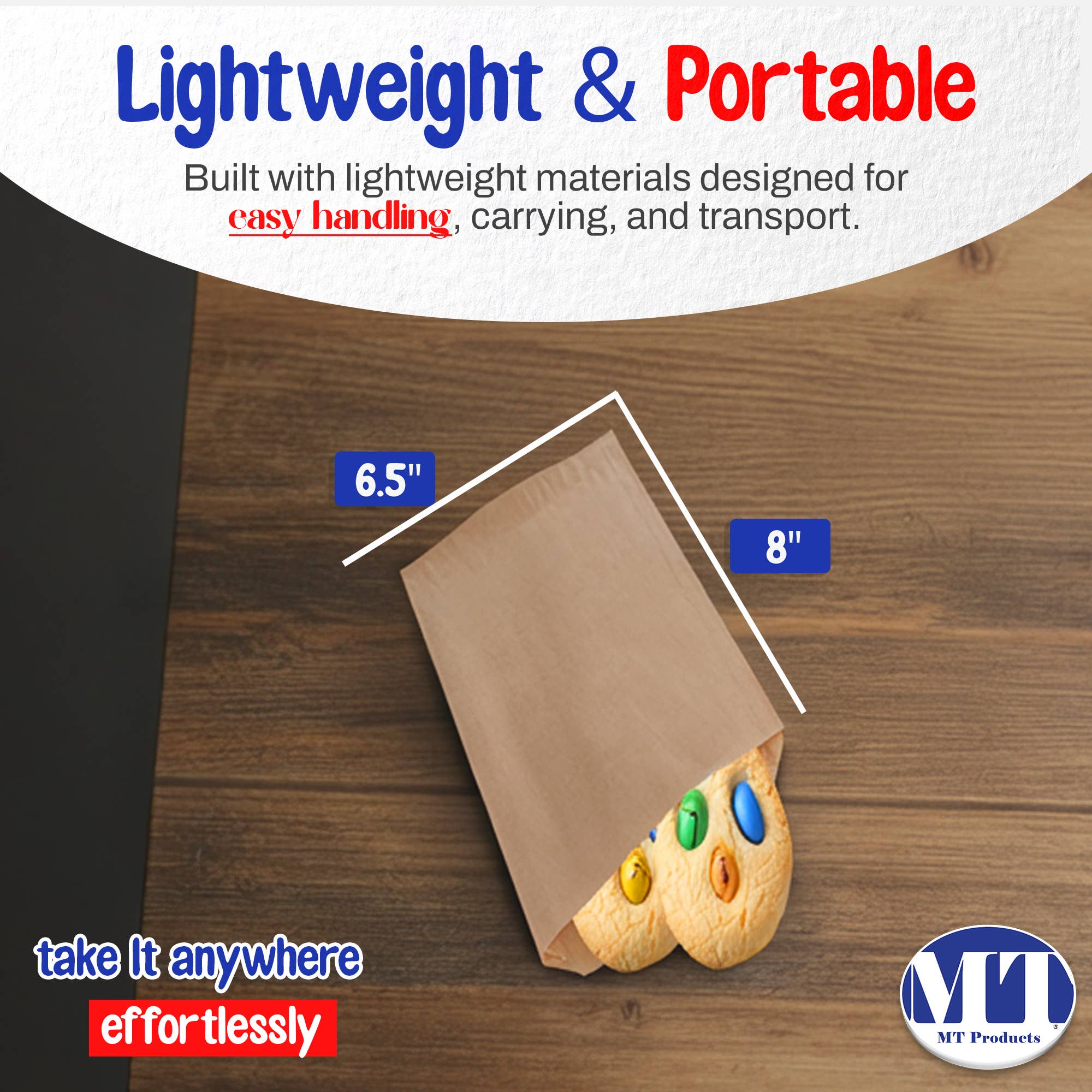 MT Products - Wholesale Food Storage Wrap/Bag - MT Products Paper Cookie Bags - 6.5" x 8”2