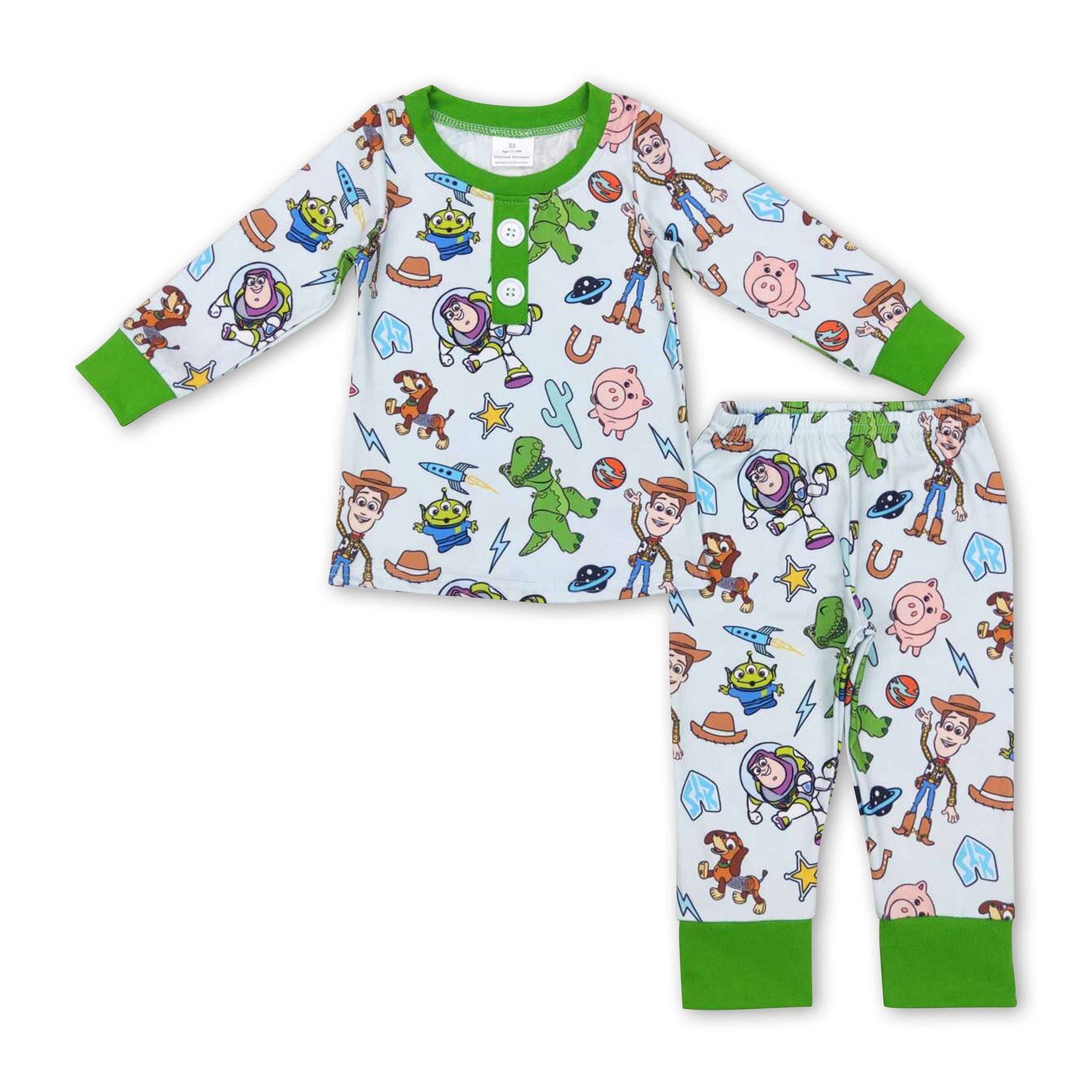 Yawoo Garments - Wholesale Sleepwear Set - Kids - Green pig cactus toy kids boy pajamas0