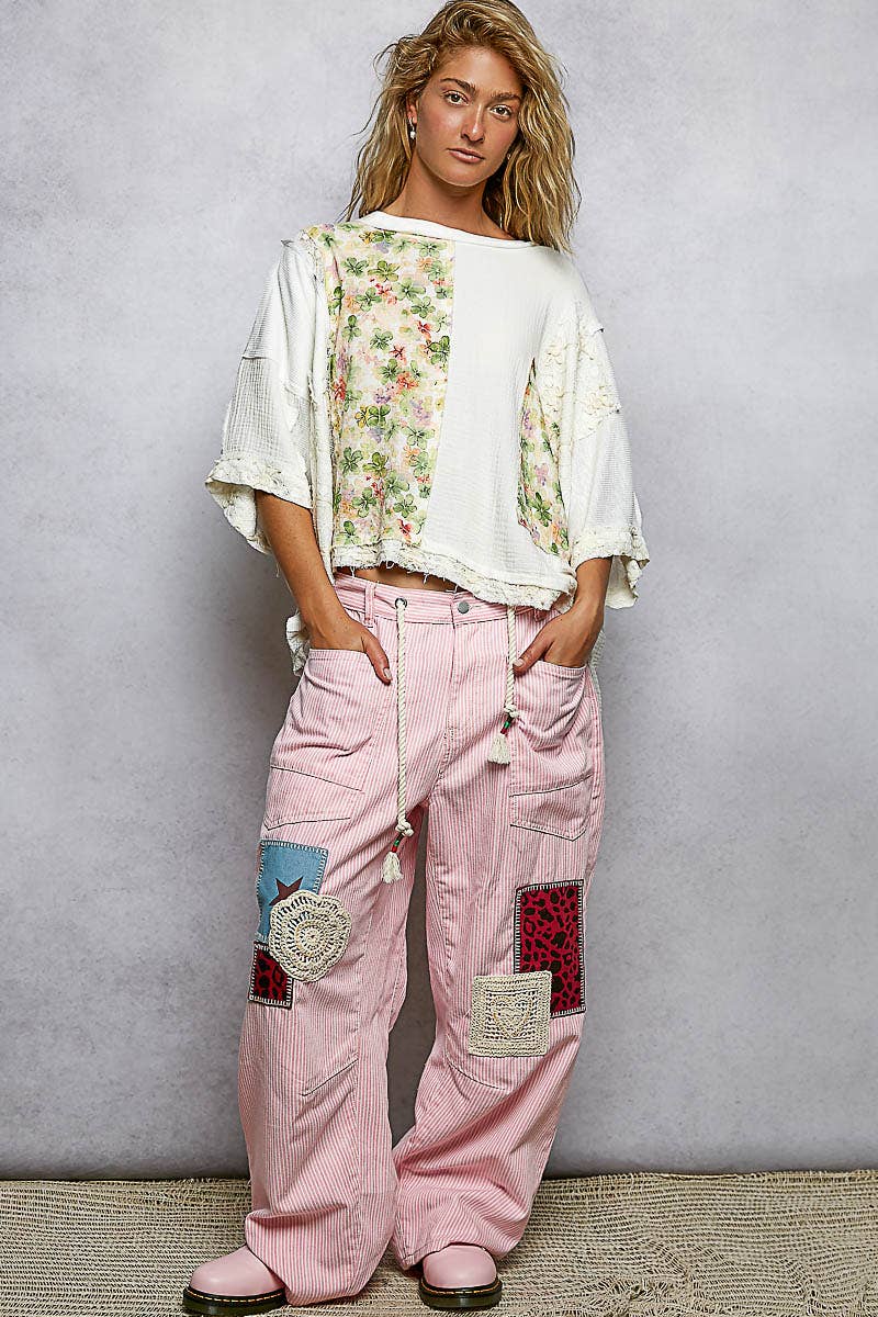 Pol Clothing - Wholesale Blouse - Women's - Round Neck Double Gauze Floral Woven Top10