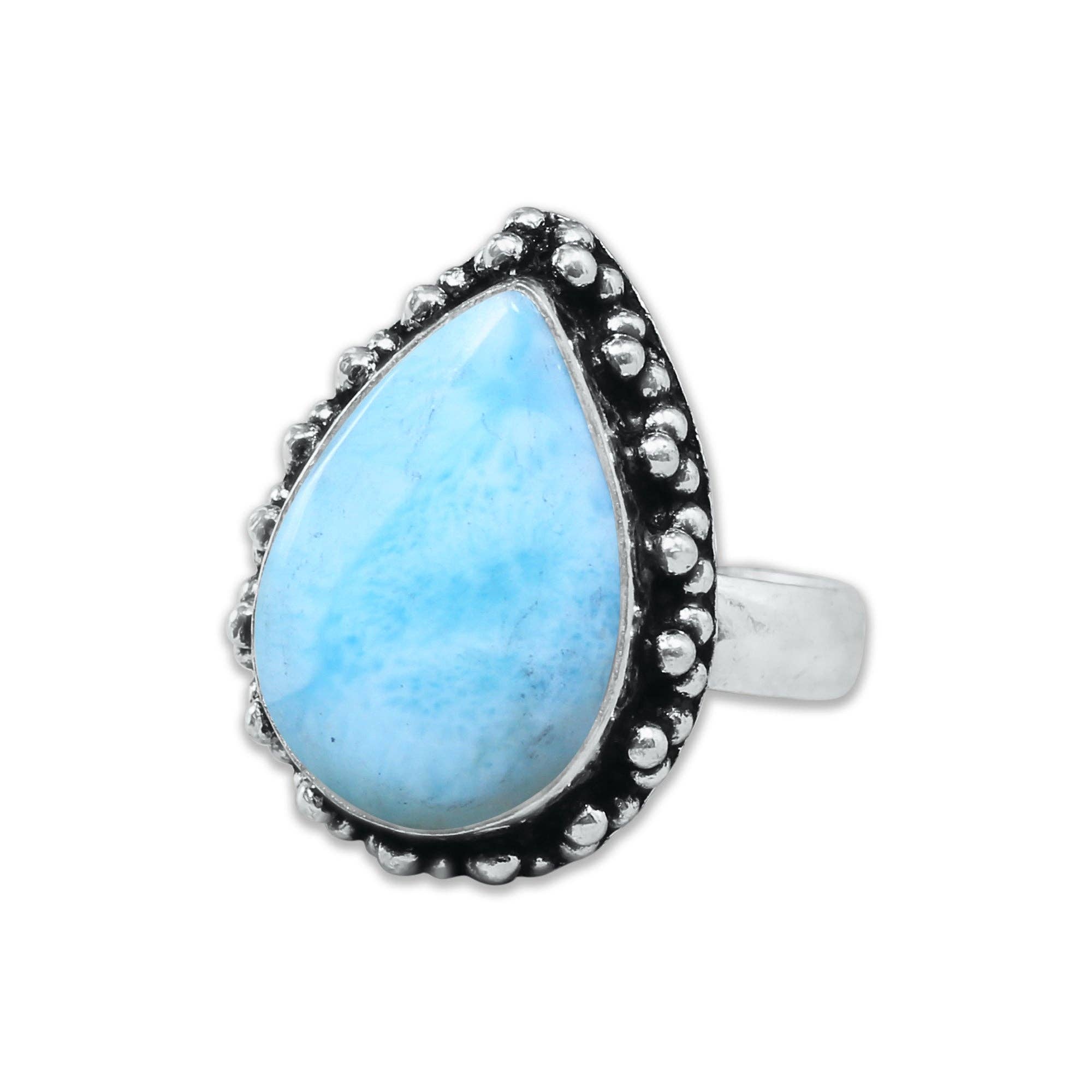 Handmade Jewels - Wholesale Cocktail/Statement Ring - Handmade Silver-Plated Larimar Rings – Minimalist Ocean-Inspired Jewelry (Natural Larimar)9