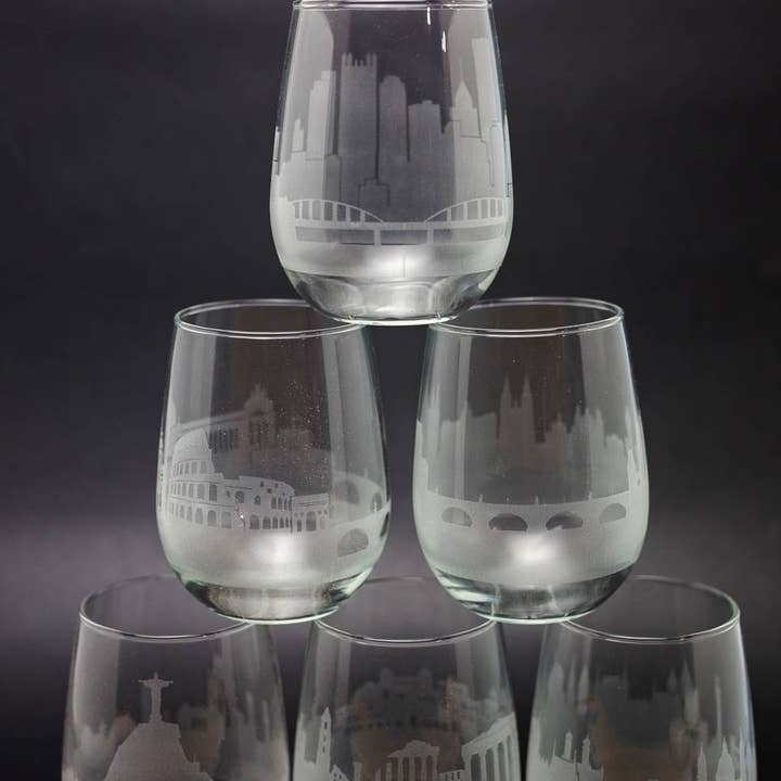 Urban & Etched - Wholesale Wine glass - Custom Request Skyline Wine Glass0