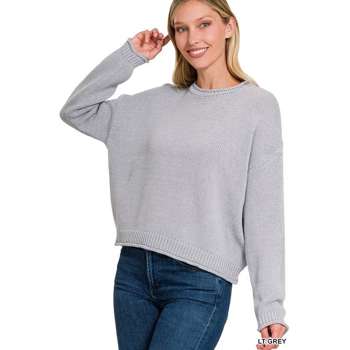 COTTON ROUND NECK BASIC SWEATER for wholesale by Apolline