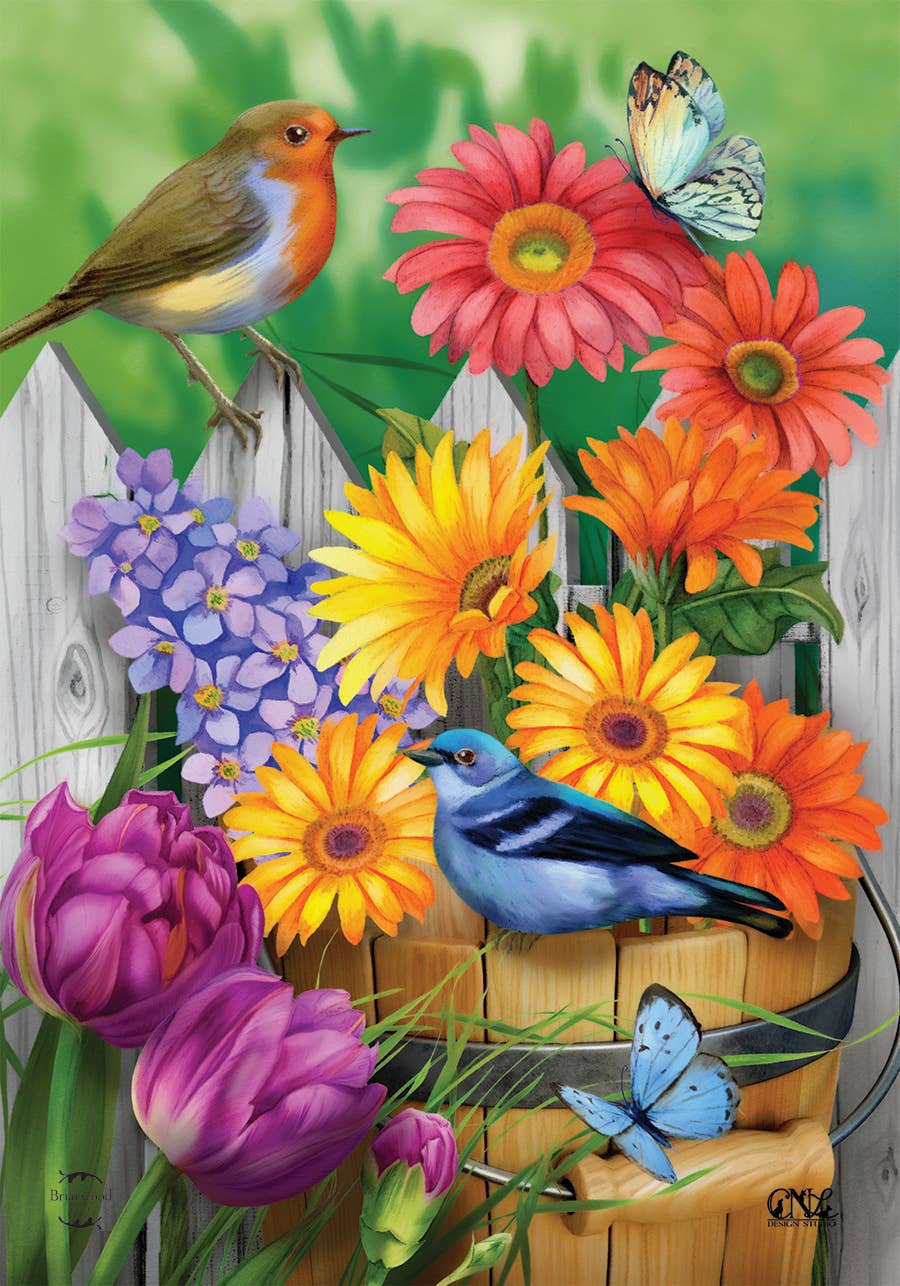 Briarwood Lane - Wholesale Flag - Birds And Blooms Spring Garden Flag1