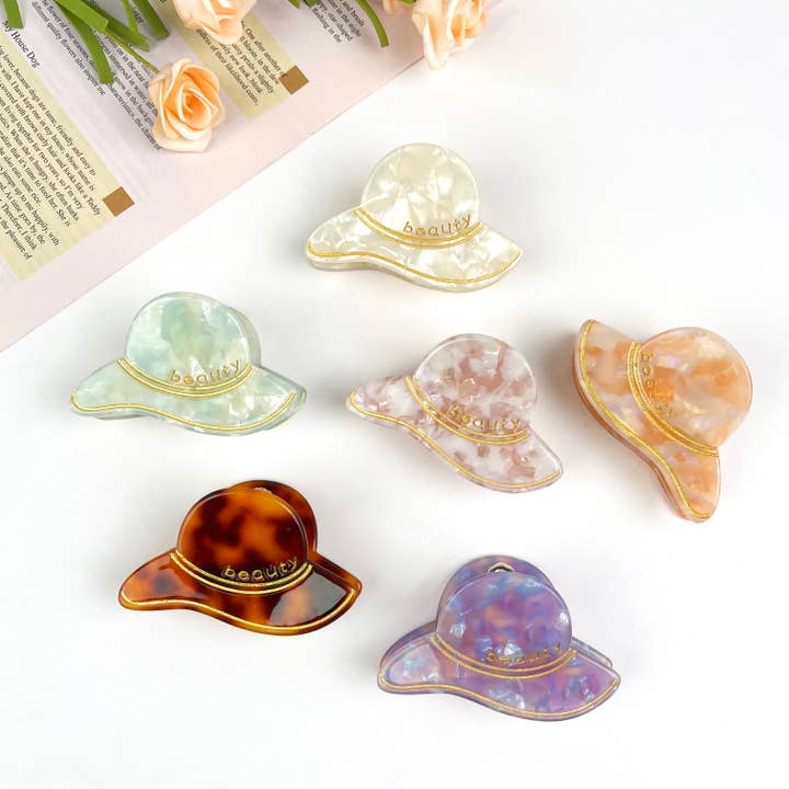 Acetate Elegant Hat Hair Claw Clip for wholesale by mildstyles