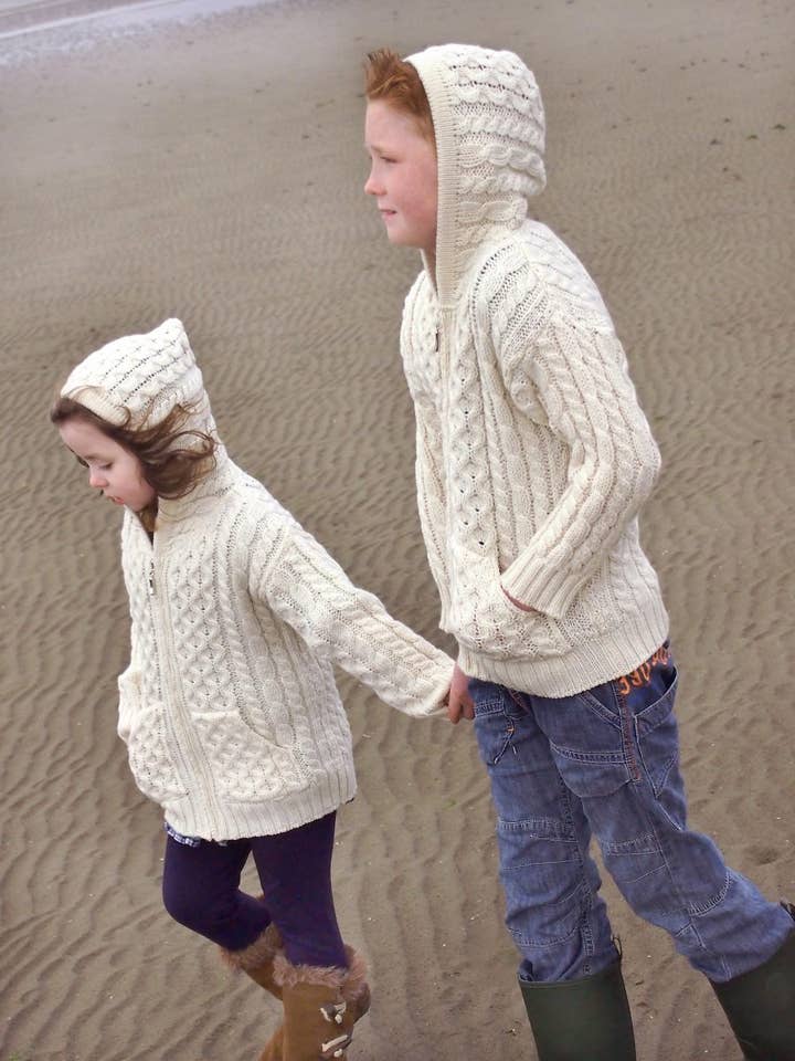 Aran Crafts - Wholesale Cardigan - Kids - Childs Hooded Cardigan HD4039