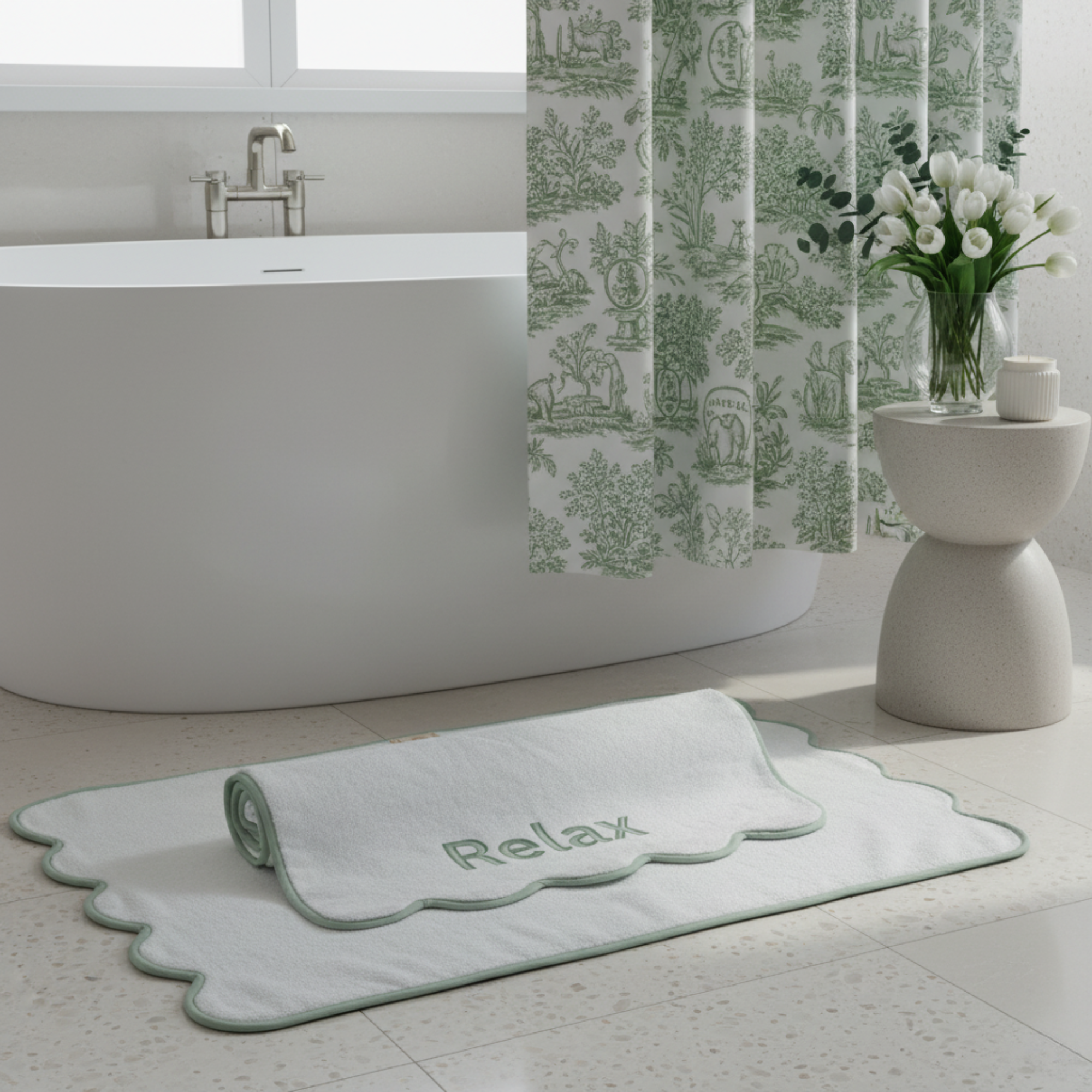 Lotus Linen – wholesale Badrumsmatta – Lyxig badrumsmatta i bomull med kammusselkanter6