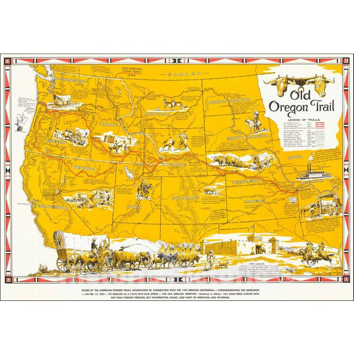 Mappa Storica: Vecchio Sentiero dell'Oregon, 1948, Irvin Shope per la vendita all'ingrosso da parte di Historic Pictoric