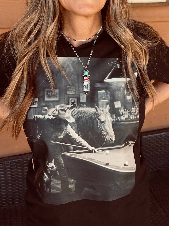 Cowboy Pool T-Shirt for wholesale by Backroad Threads Wholesale