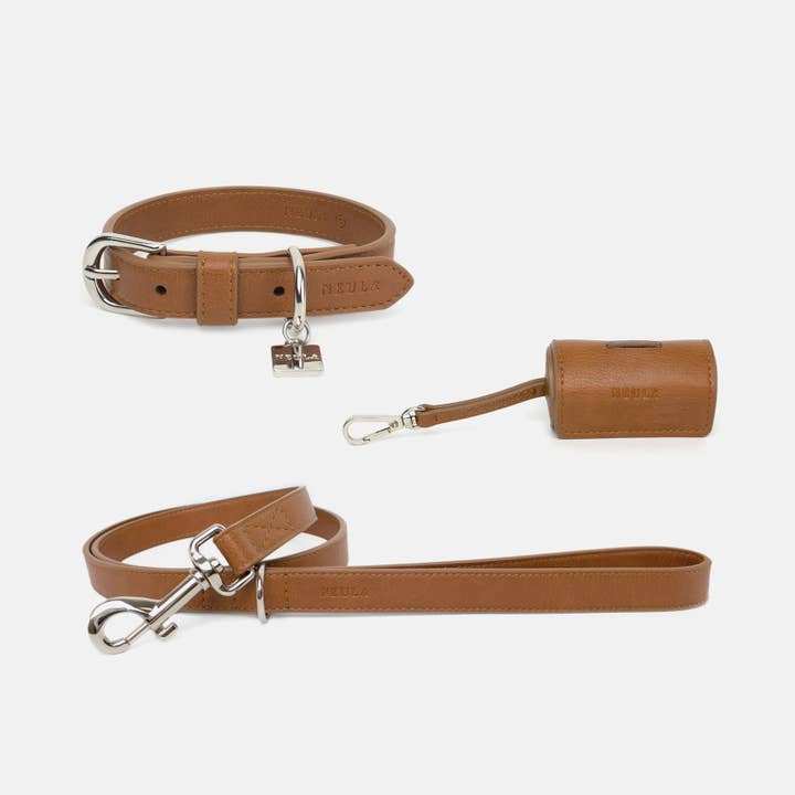 Selbstbewusstes Hundehalsband-Spaziergang-Set - Braun - 3-teiliges Set für den Großhandel von Neula