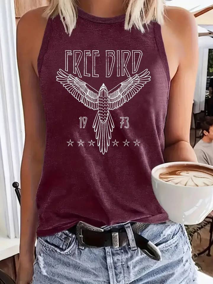 Rosa Clothing - Wholesale Tank Top - Women's - Free Bird & Rock graphic tank top