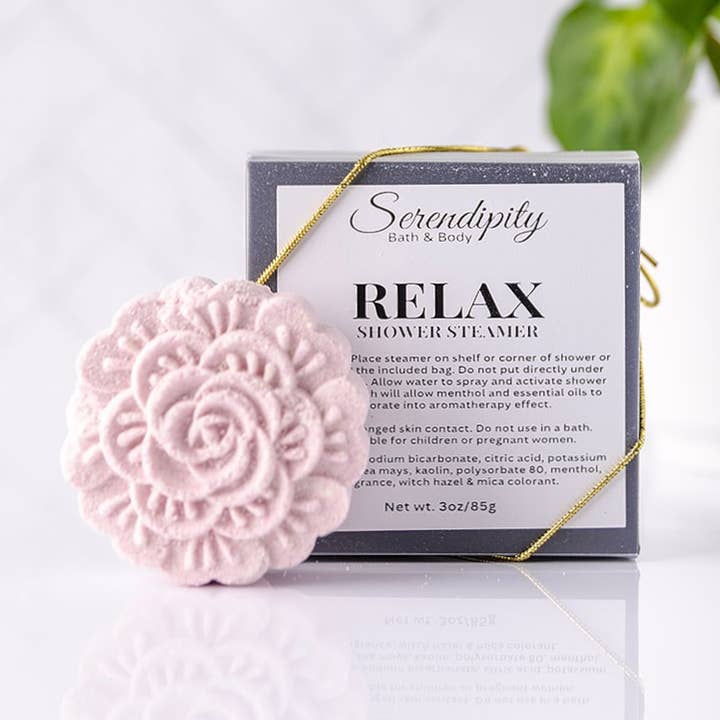 Relax Shower Steamer for wholesale by Serendipity Bath & Body
