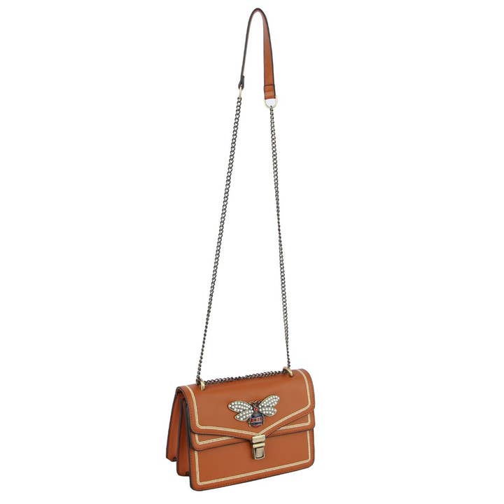 Brown Bee Dual Compartment Shoulder Bag for wholesale on Faire