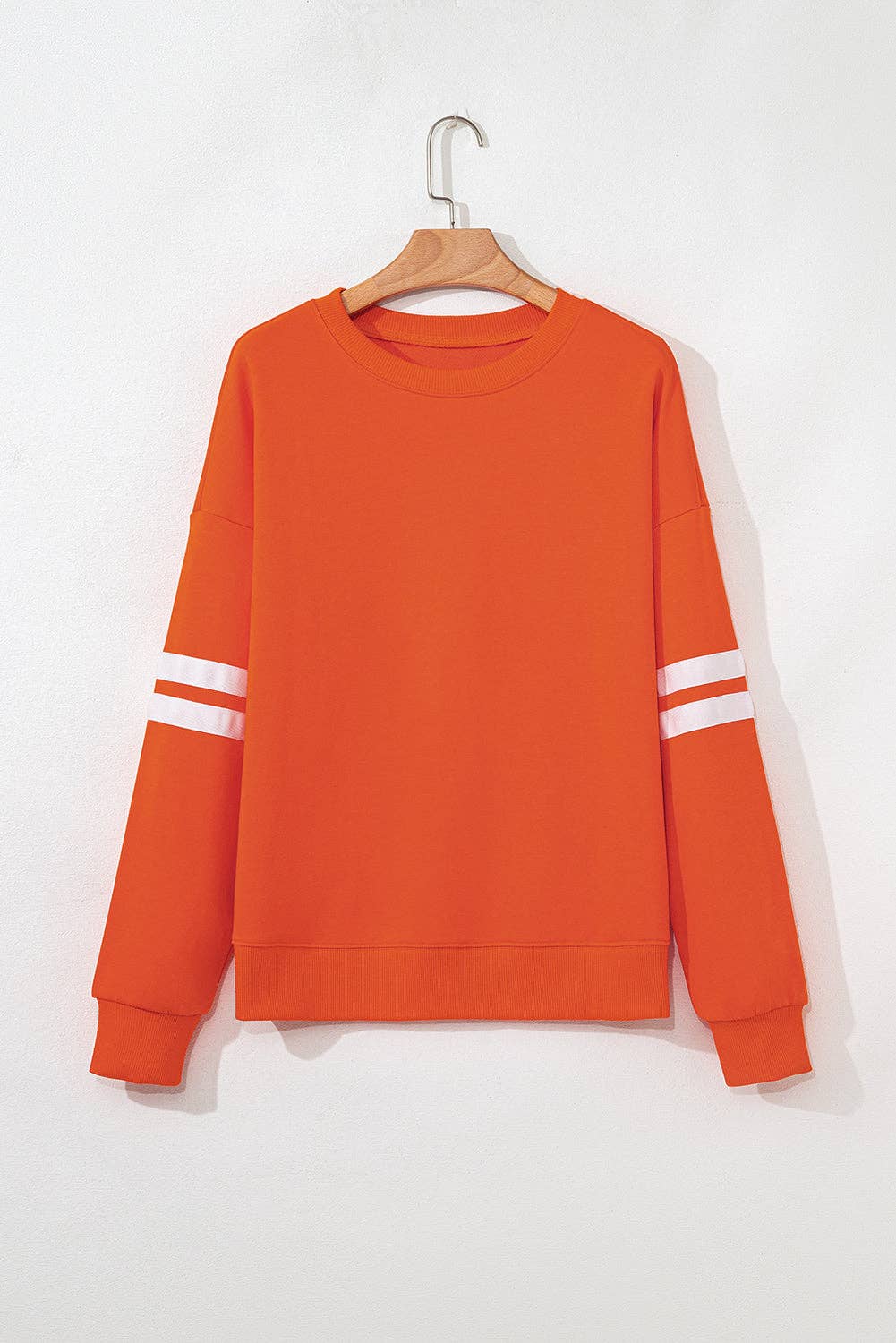 Orange Varsity Striped Detail Drop Shoulder Oversized Sweatshirt for wholesale on Faire1