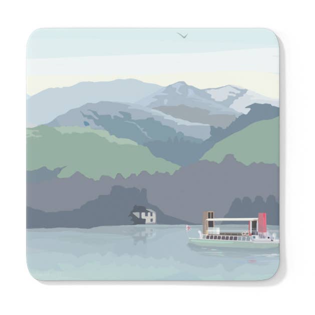 MONTAGNES RUSSES DU DISTRICT DE LULLSWATER LAKE
DESSOUS DE VERRE EN LIÈGE 9 CM X 9 CM (Cop) pour la vente par Betty Boyns Designs