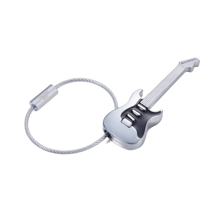 Troika, Duke Baron & Paperthinks by Brand Node, Inc. - Wholesale Keychain - Unisex - Troika Strat Am Guitar Charm Keyring with Nail Friendly Loop