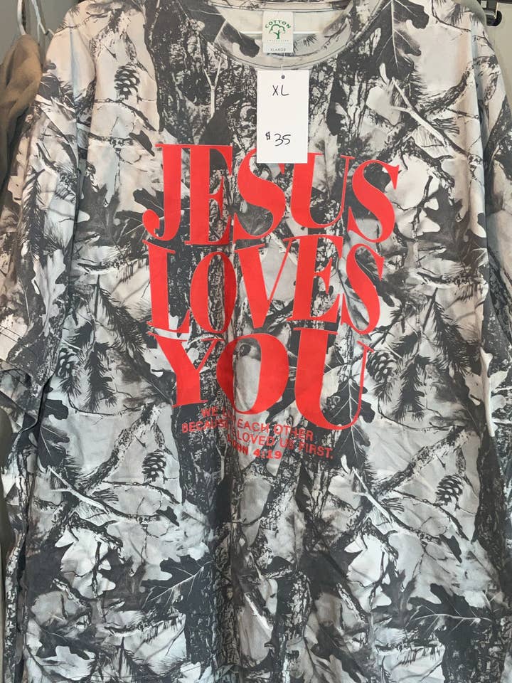 Jesus Loves You - Grey Washed for wholesale by Feathered Tracks Co.